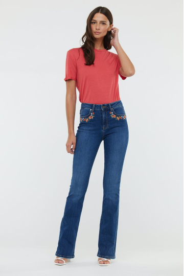 Džinsi ar paplatinatiem galiem W JEDEN D124 MEDIUM BLUE BRUSHED