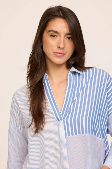 Blouses W MYA ML S705 BRO - BLEU ROI