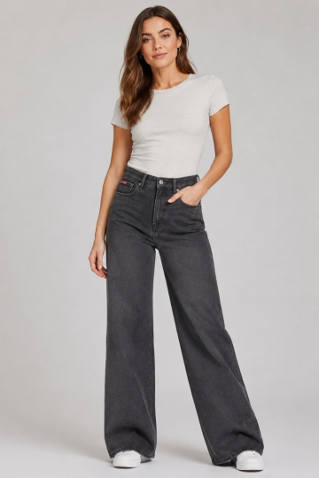 Wide leg jeans LC171 1049 BLACK USED